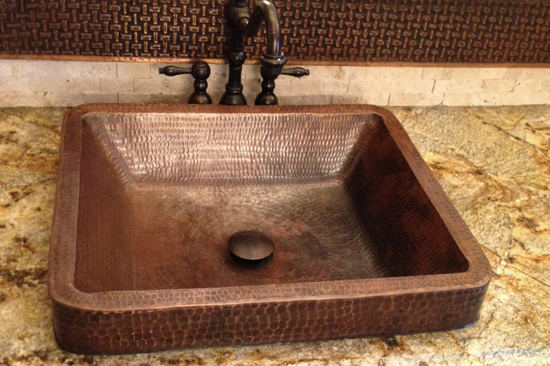 Oil Rubbed Bronze Hand Hammered Rectangular Vessel Bathroom Sink
