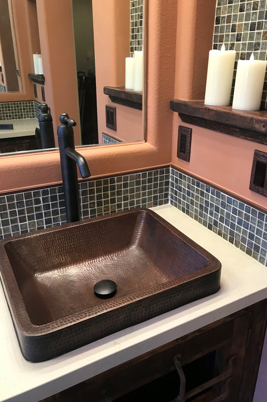 Oil Rubbed Bronze Hand Hammered Rectangular Vessel Bathroom Sink