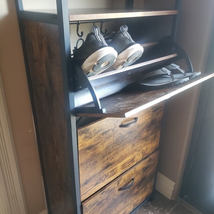 Open 18 Pair Shoe Storage Cabinet
