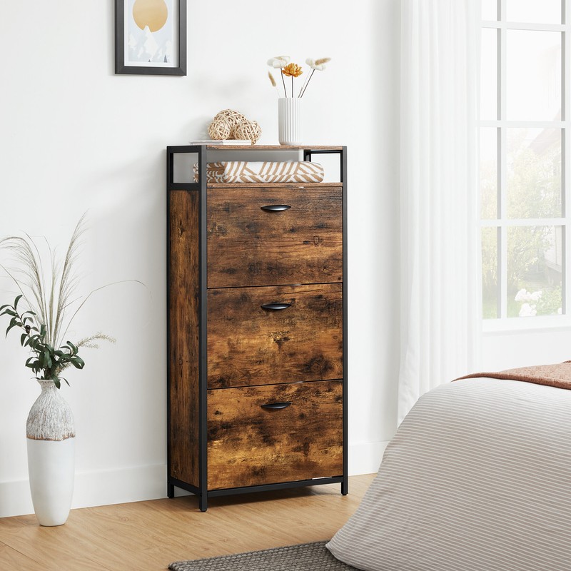 Open 18 Pair Shoe Storage Cabinet
