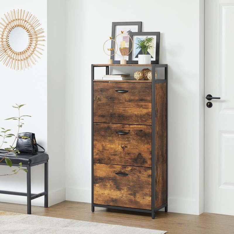 Open 18 Pair Shoe Storage Cabinet