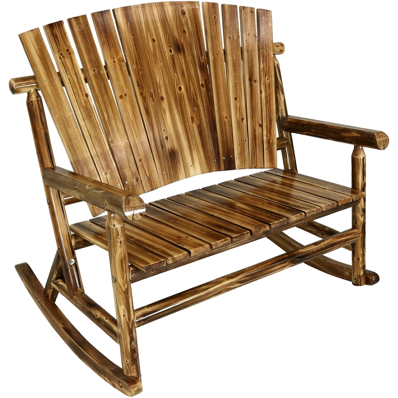 Outdoor Eaddy Rocking Solid Wood Bench