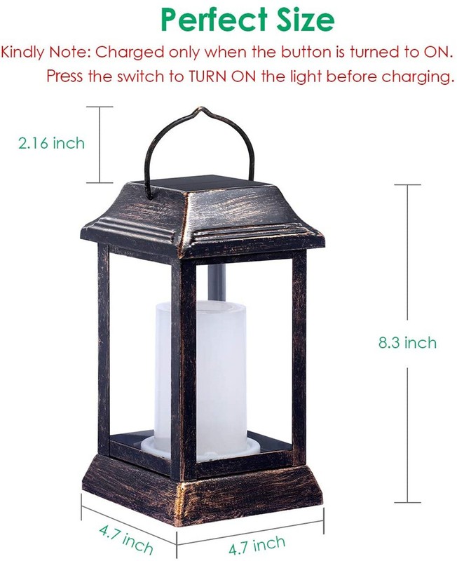 Outdoor Hanging Solar Flame Palace Lantern For Gardens, Terraces, Sidewalks - 2 Pack, Bronze