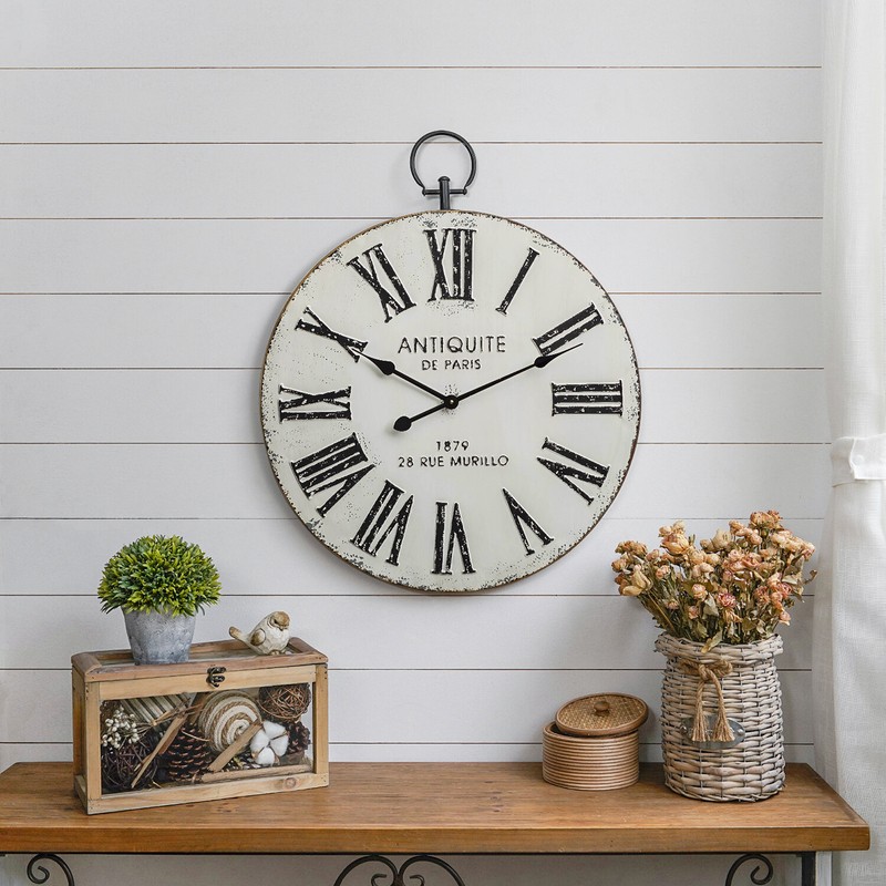 Oversized Jamel Round Metal with Top Loop 24.21" Wall Clock