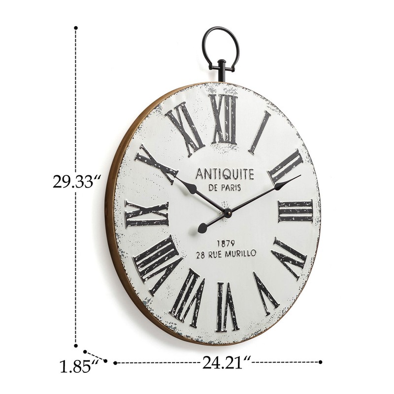 Oversized Jamel Round Metal with Top Loop 24.21" Wall Clock