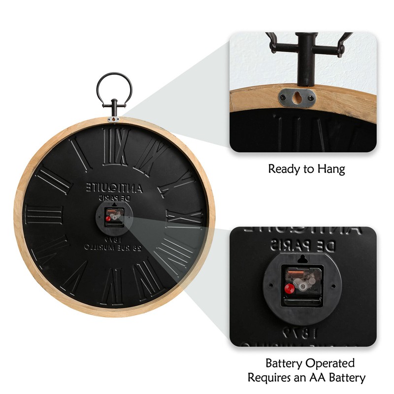Oversized Jamel Round Metal with Top Loop 24.21" Wall Clock