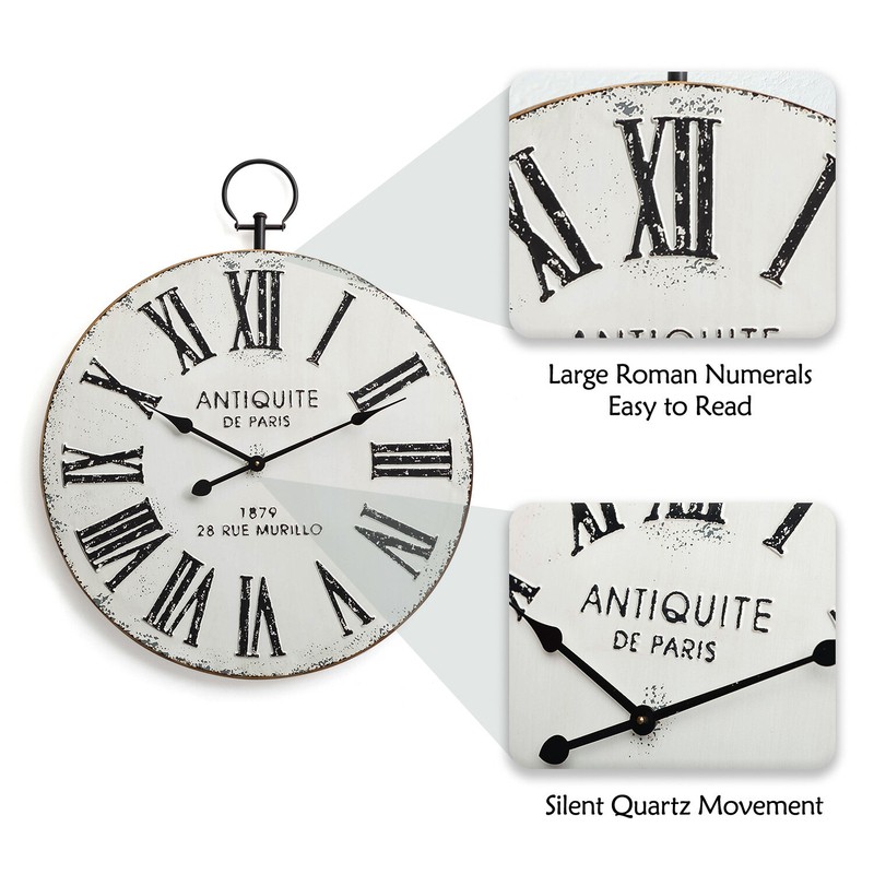 Oversized Jamel Round Metal with Top Loop 24.21" Wall Clock