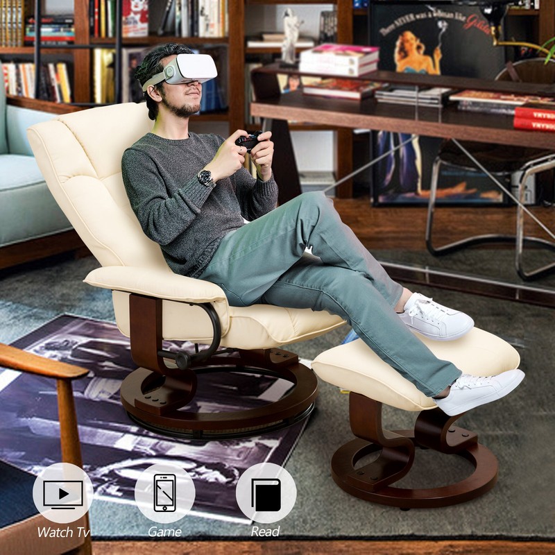 Padang Sidempuan 30.3'' Wide Faux Leather Manual Swivel Ergonomic Recliner with Ottoman