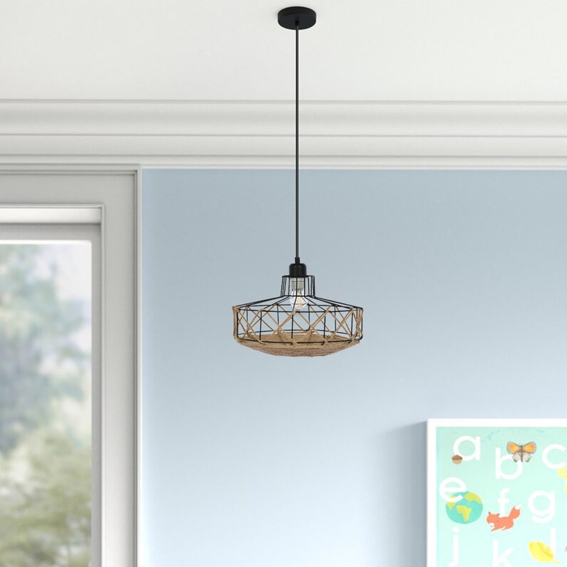 Pendant Light , Hanging Lamp, Vintage Lighting Black Metal ,E26 LED Bulb Incl