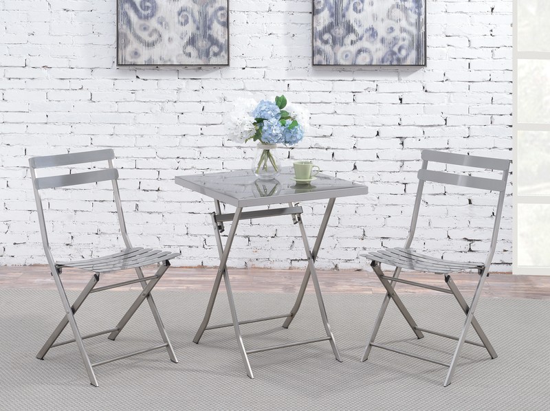 Pepin Ladder Back Folding Side Chair in Gunmetal