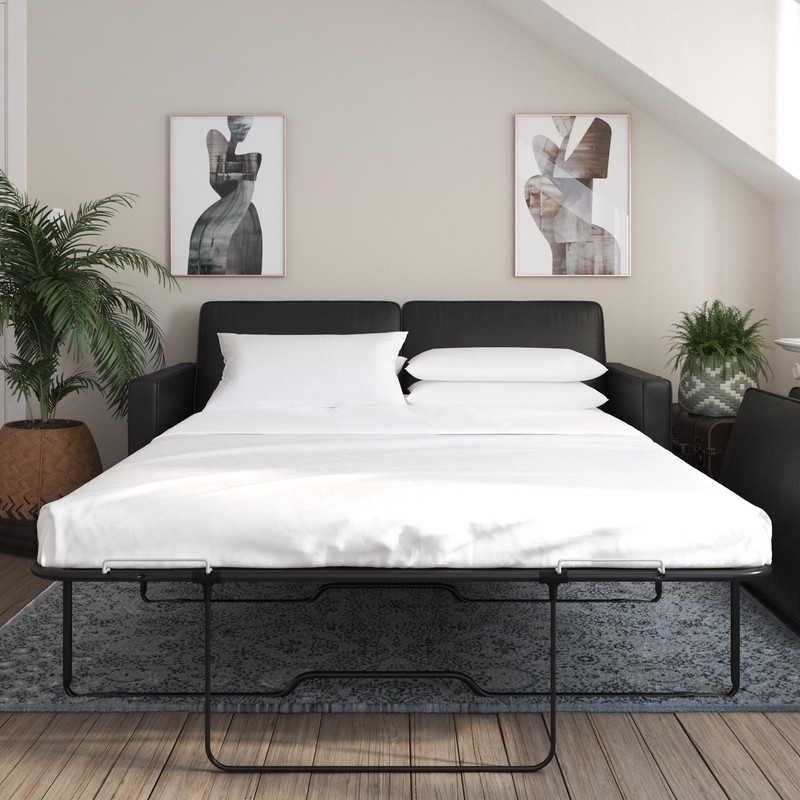 Perdomo 70'' Faux Leather Square Arm Sofa Bed
