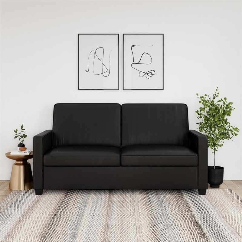 Perdomo 70'' Faux Leather Square Arm Sofa Bed