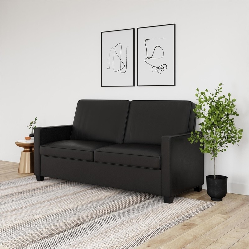 Perdomo 70'' Faux Leather Square Arm Sofa Bed