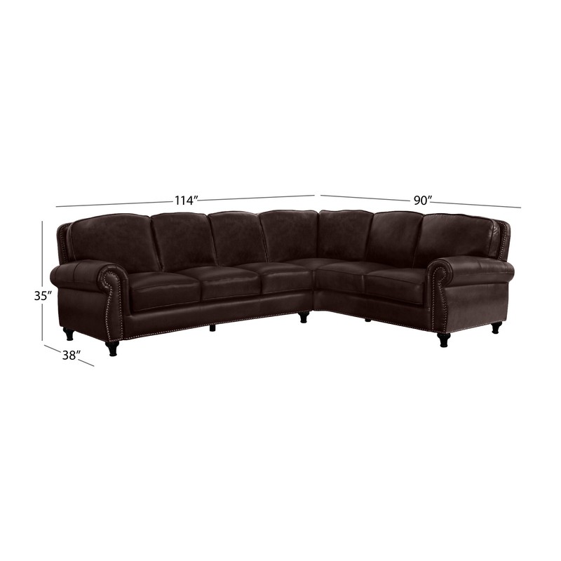 Perryton 204" Wide Genuine Leather Symmetrical Corner Sectional
