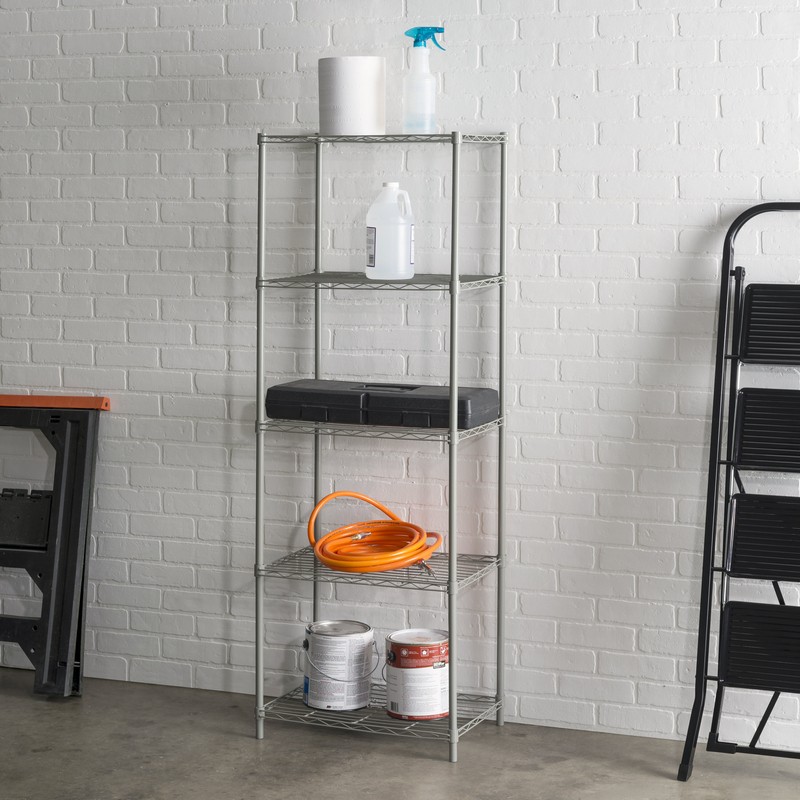 Pershore 61" H x 21" W x 13.8" D 5-Layer Wire Shelving Unit