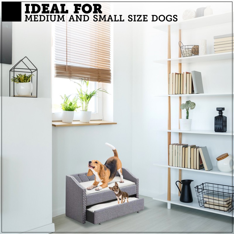 Pet Day Bed For Small Medium Size Dogs With Trundle Unit