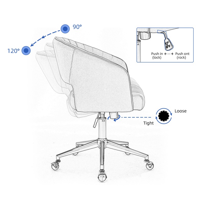 Pink Home Office Task Chair,Leisure Retro Modern Swivel Accent Chair With Wheels
