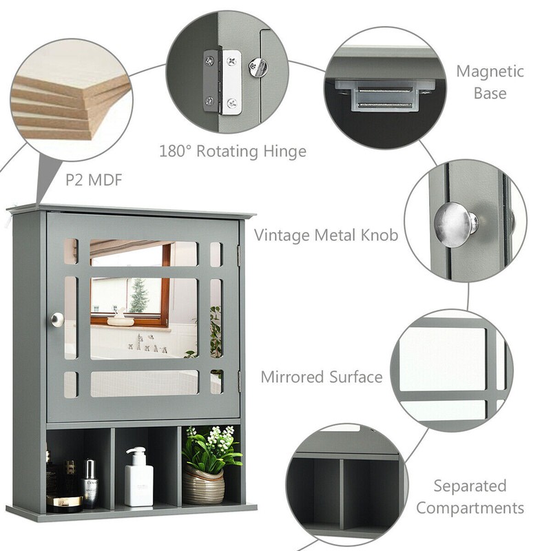 Plewak Surface Mount Framed 1 Door Medicine Cabinet with 3 Adjustable Shelves