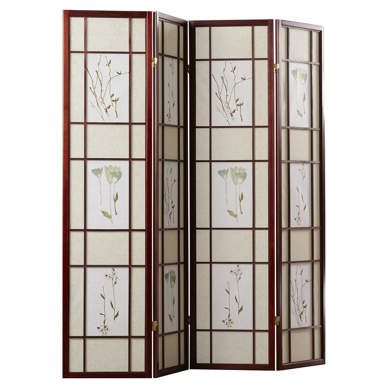 Pothier 70'' H 4 - Panel Solid Wood Folding Room Divider