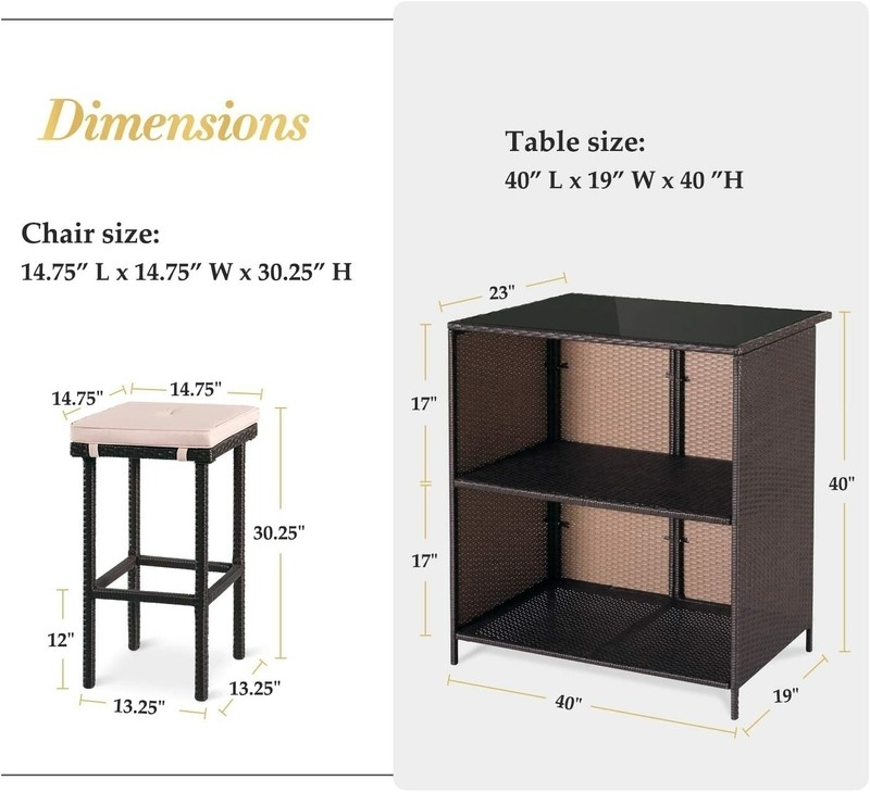 Powe Outdoor 3-Piece Bar Set