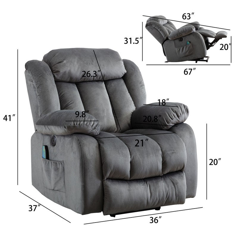 Power Reclining Heated Massage Chair