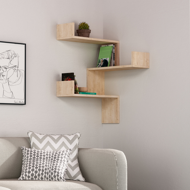 Contemporary corner floating shelves
