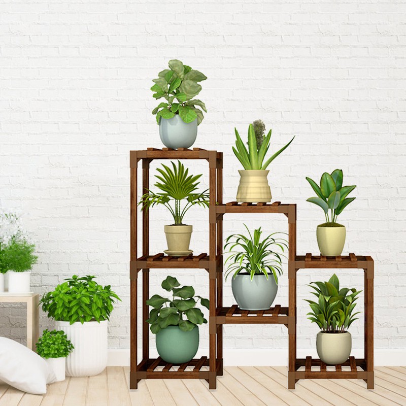 Rectangular Multi-Tiered Solid Wood Plant Stand