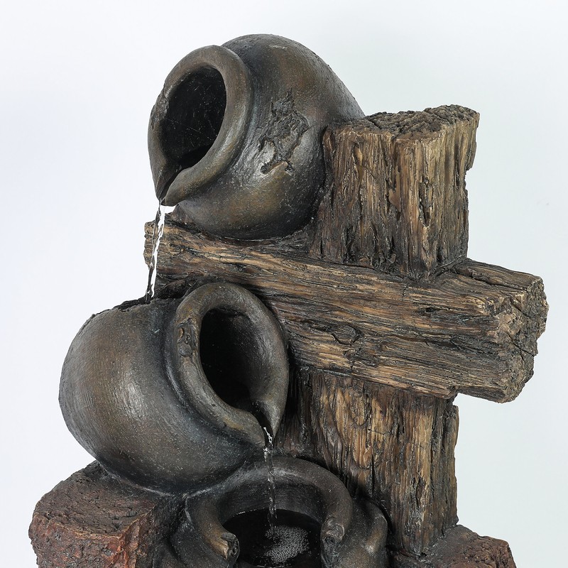 Resin Cascading Pots Fountain with Light