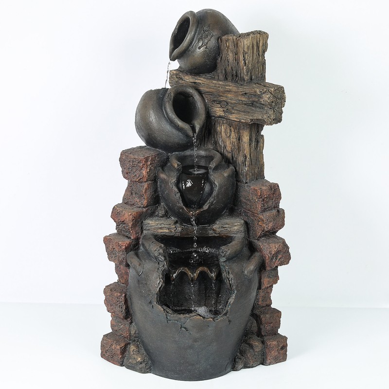 Resin Cascading Pots Fountain with Light