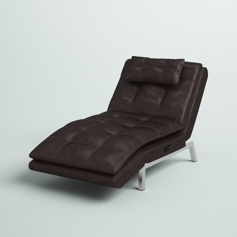 Revere Tufted Faux Leather Armless Reclining Chaise Lounge