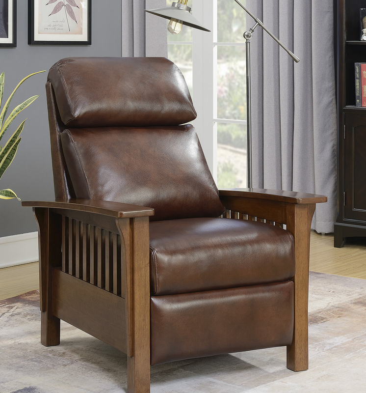 mission style leather recliner chair