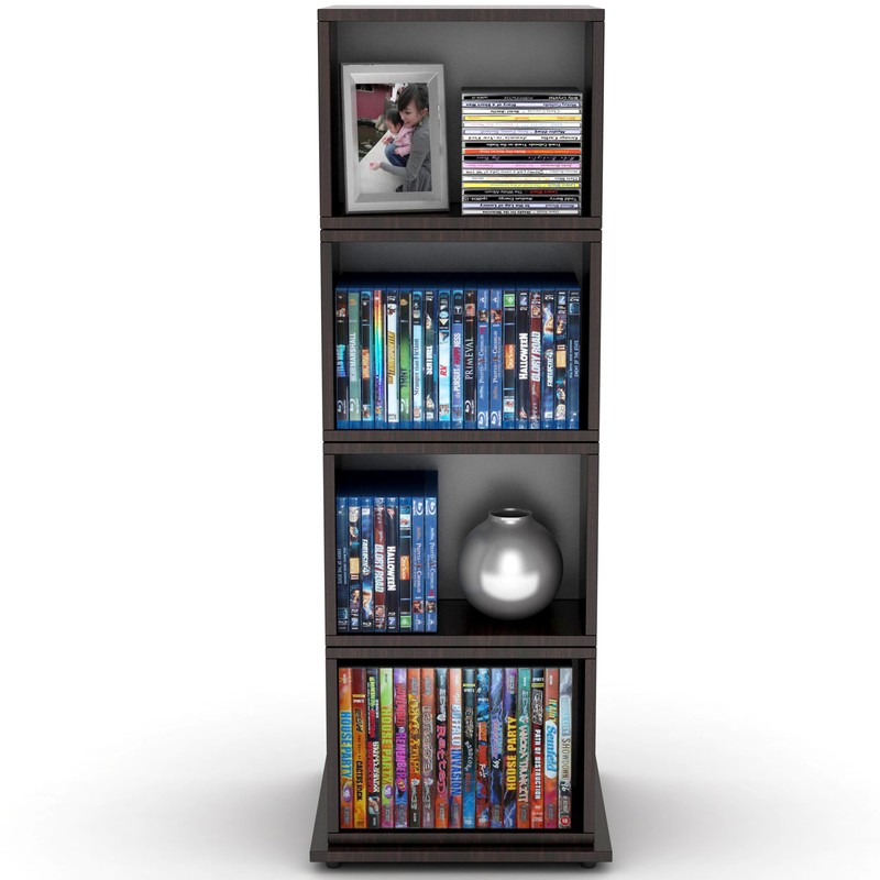 Rotating Multimedia Cube Storage Tower