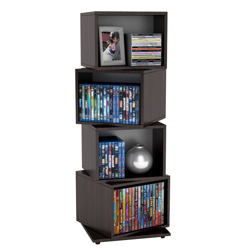 Rotating Multimedia Cube Storage Tower