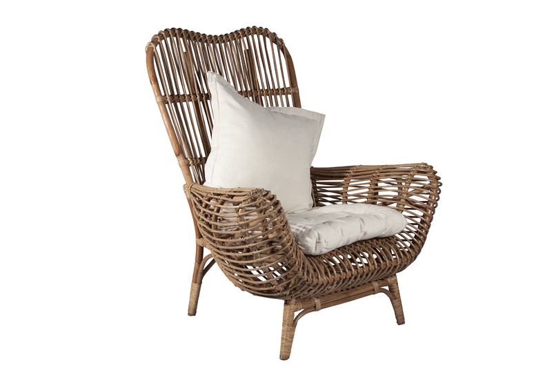 wicker chair with high round back