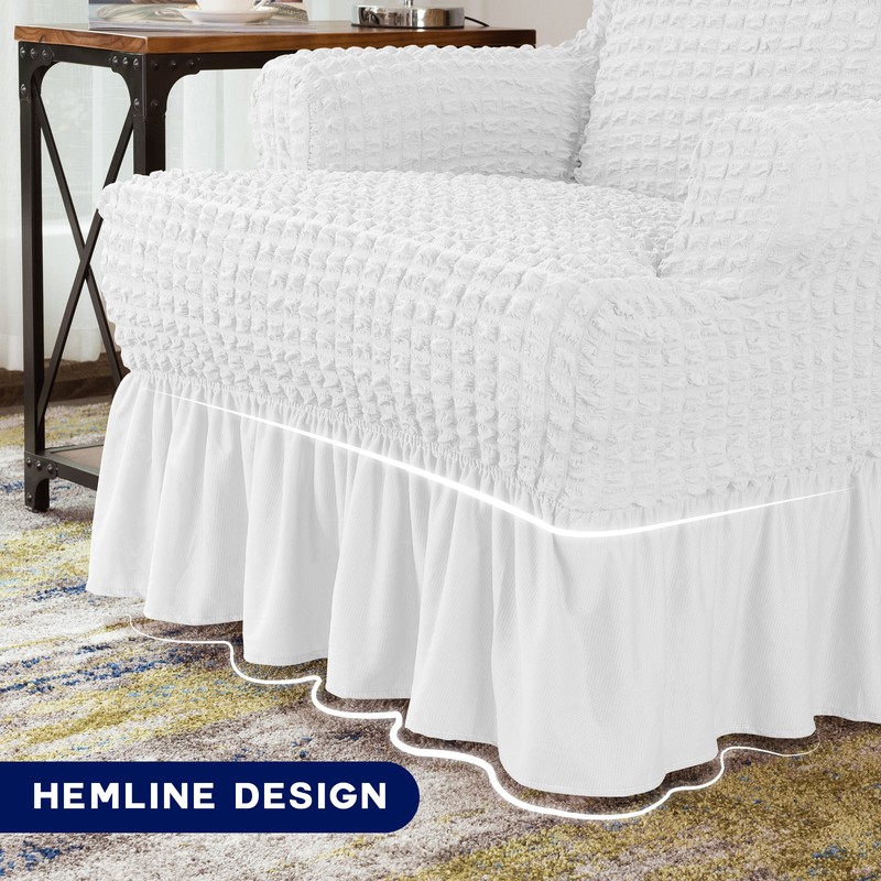 Ruffle Skirt Country Style T-Cushion Wingback Slipcover