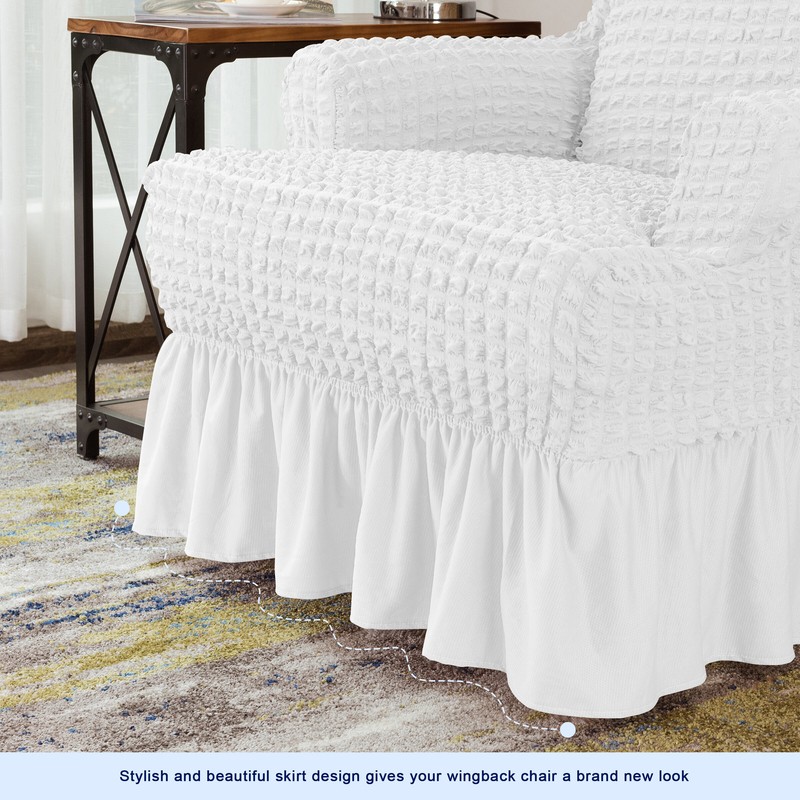 Ruffle Skirt Country Style T-Cushion Wingback Slipcover