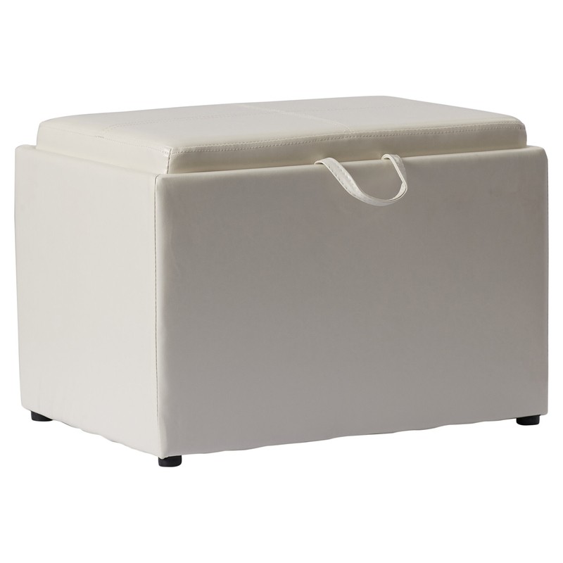Saribel 24'' Wide Faux Leather Rectangle Standard Ottoman with Storage