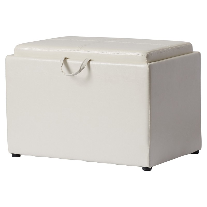 Saribel 24'' Wide Faux Leather Rectangle Standard Ottoman with Storage