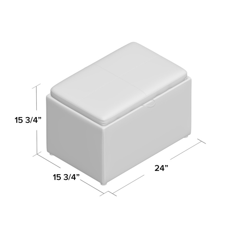 Saribel 24'' Wide Faux Leather Rectangle Standard Ottoman with Storage