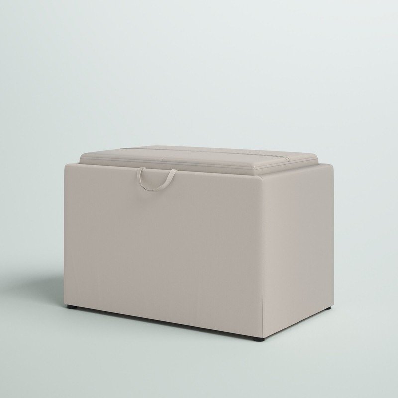 Saribel 24'' Wide Faux Leather Rectangle Standard Ottoman with Storage