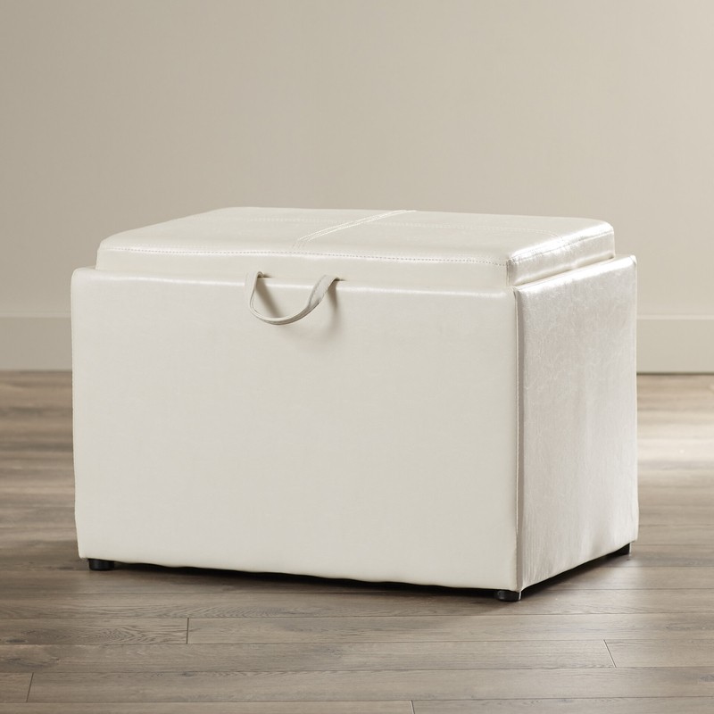 Saribel 24'' Wide Faux Leather Rectangle Standard Ottoman with Storage