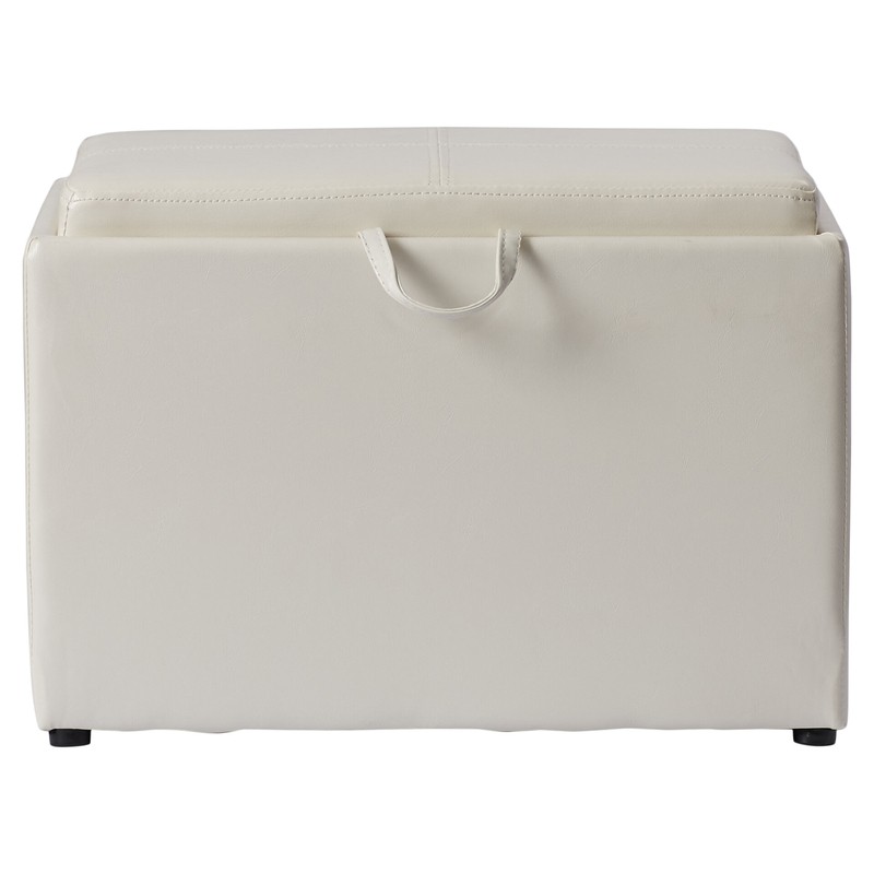 Saribel 24'' Wide Faux Leather Rectangle Standard Ottoman with Storage