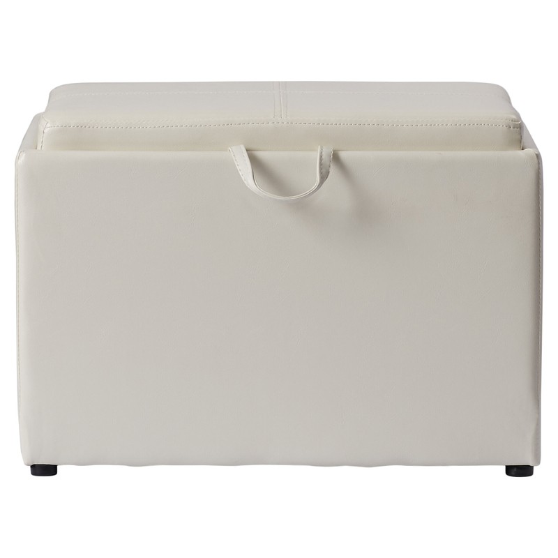 Saribel 24'' Wide Faux Leather Rectangle Standard Ottoman with Storage