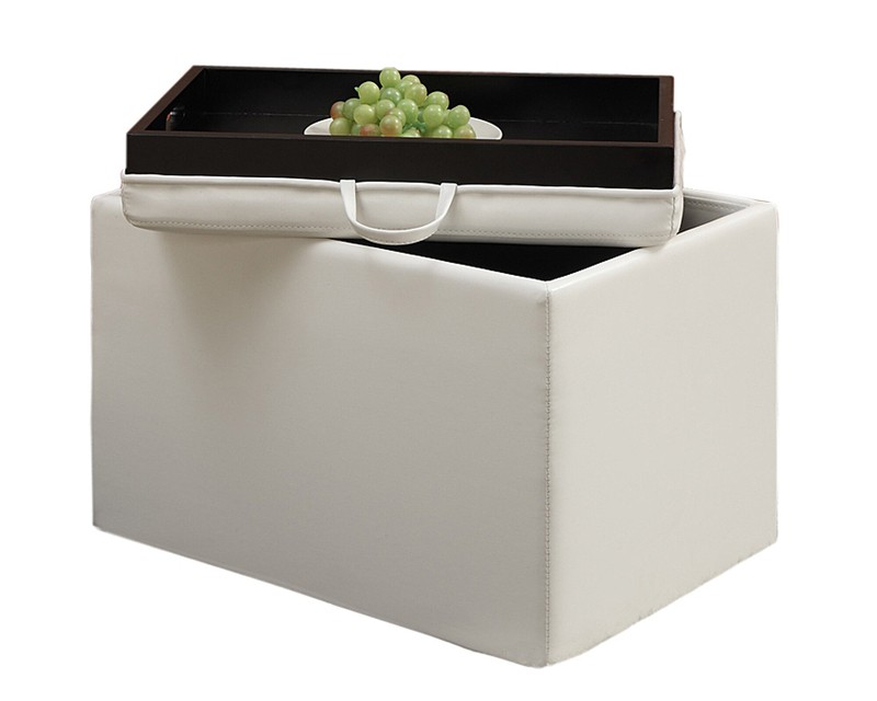Saribel 24'' Wide Faux Leather Rectangle Standard Ottoman with Storage