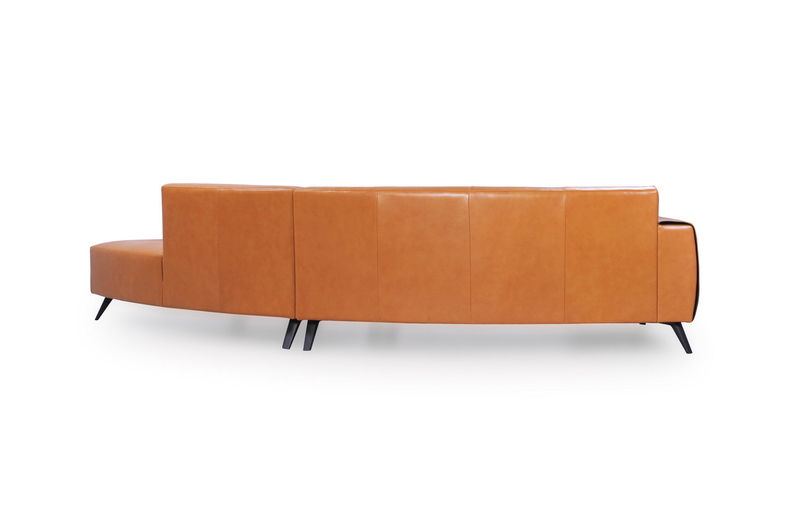 Shandel 130" Wide Genuine Leather Symmetrical Modular Corner Sectional