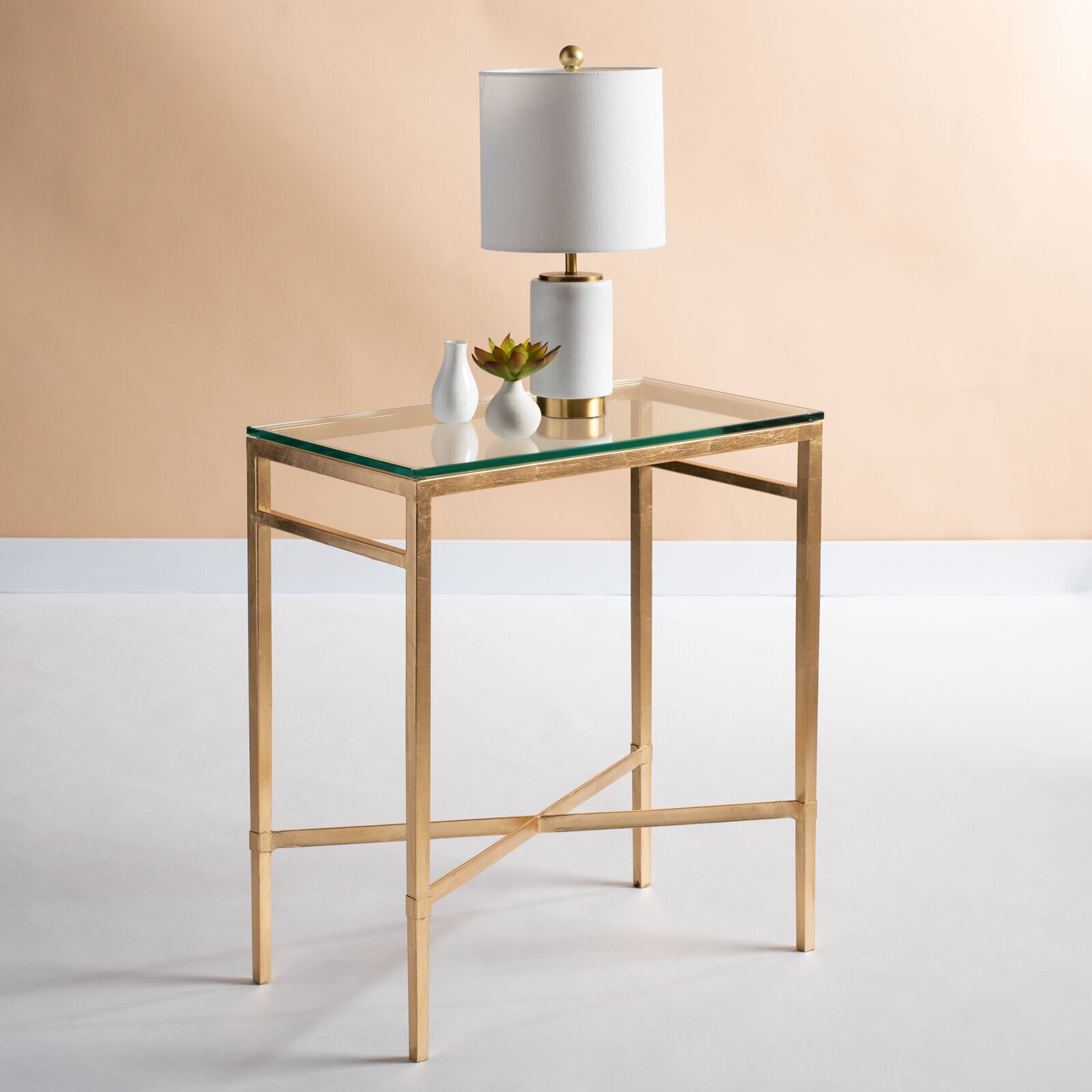 Slim Iron and Glass End Table