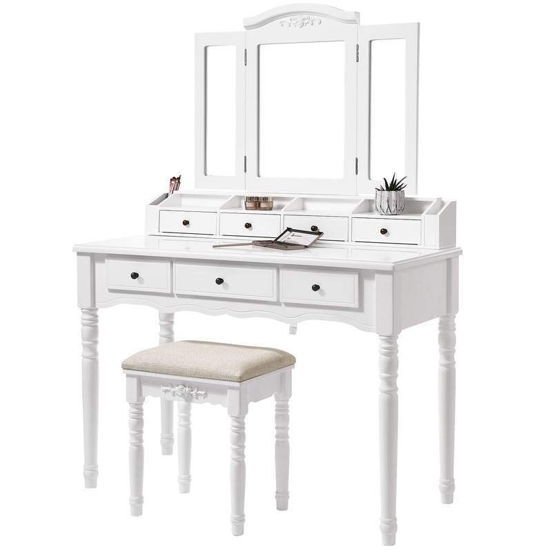 Soares 42.5'' Wide Vanity Set with Stool and Mirror