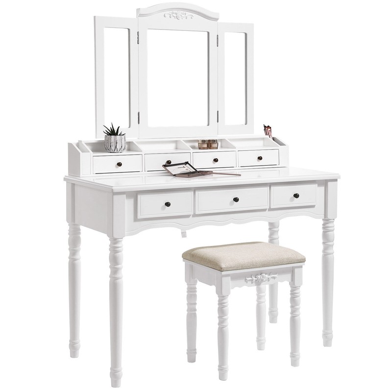 Soares 42.5'' Wide Vanity Set with Stool and Mirror