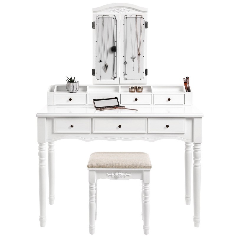 Soares 42.5'' Wide Vanity Set with Stool and Mirror