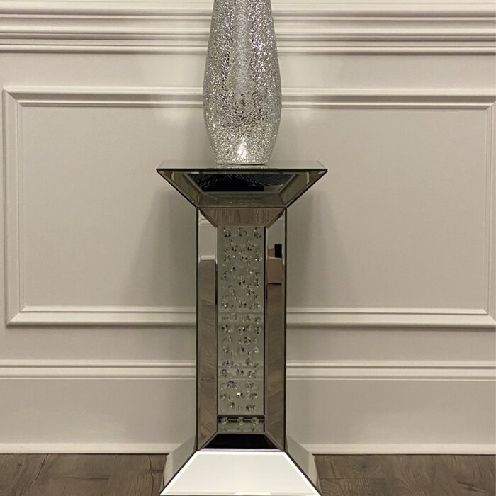 Stonebraker 24'' Tall Glass Pedestal End Table